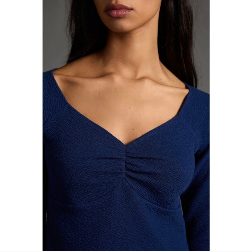 Maeve By Anthropologie Navy Sweetheart Top Size M